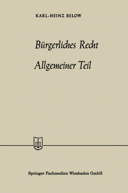 BURGERLICHES RECHT ALLGEMEINER TEIL