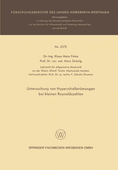 UNTERSUCHUNG VON HYPERSCHALLSTROMUNGEN BEI KLEINEN REYNOLDSZ