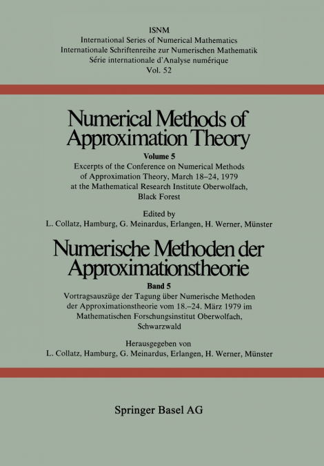 NUMERISCHE METHODEN DER APPROXIMATIONSTHEORIE / NUMERICAL ME