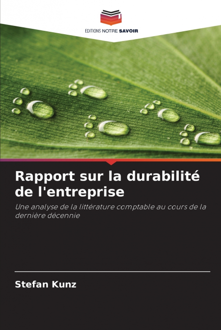 RAPPORT SUR LA DURABILITE DE L?ENTREPRISE