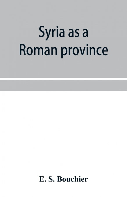 SYRIA AS A ROMAN PROVINCE