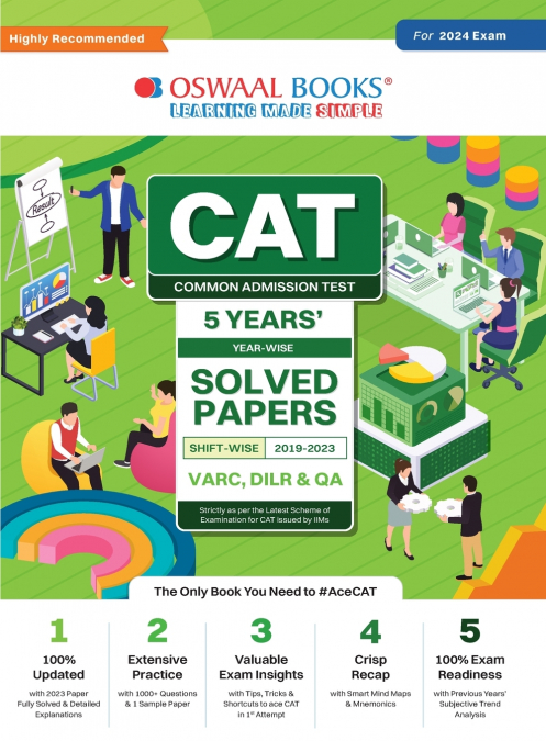 OSWAAL CAT 5 YEARS SOLVED PAPERS (VARC, DILR & QA) YEAR-WI