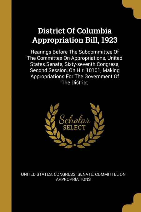 District Of Columbia Appropriation Bill, 1923