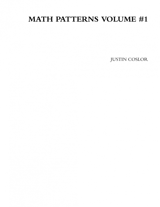 MATH PATTERNS VOLUME #1