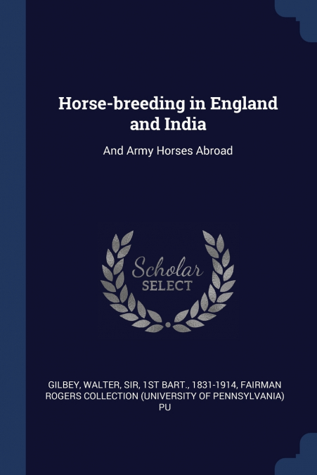 Horse-breeding in England and India