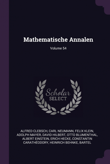 Mathematische Annalen; Volume 54