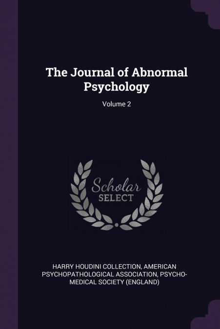 The Journal of Abnormal Psychology; Volume 2