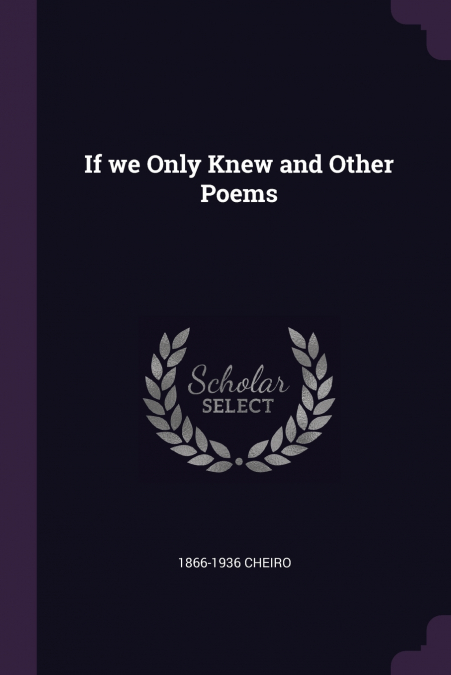 If we Only Knew and Other Poems
