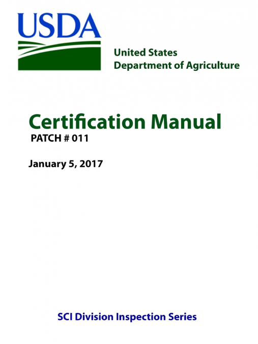 Certification Manual - PATCH # 011 (January 5, 2017)