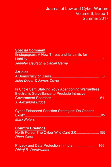 Journal of Law and Cyber Warfare Volume 6, Issue 1