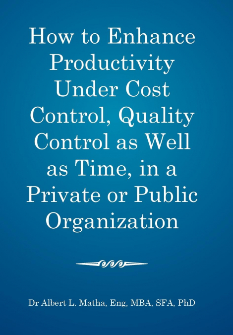 How to enhance productivity under cost control, quality control as well as time, in a private or public organization