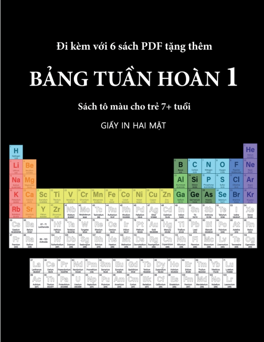 Sách tô màu cho trẻ 7+ tuổi (Bảng tuần hoàn)
