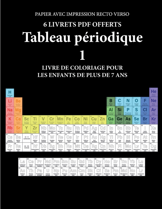 Livre de coloriage pour les enfants de plus de 7 ans (Tableau périodique)