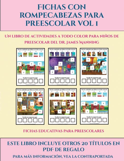 Fichas educativas para preescolares (Fichas con rompecabezas para preescolar Vol 1)