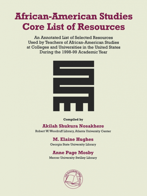 African-American Studies Core List of Resources