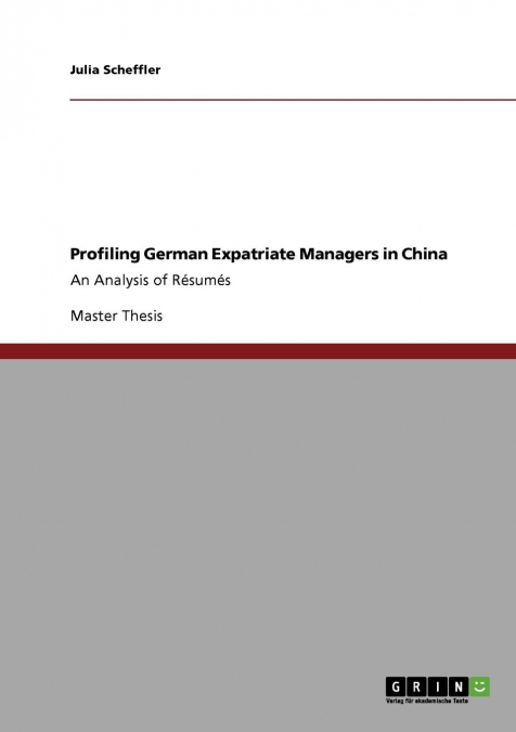 Profiling German Expatriate Managers in China