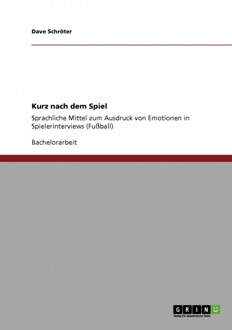 Kurz nach dem Spiel