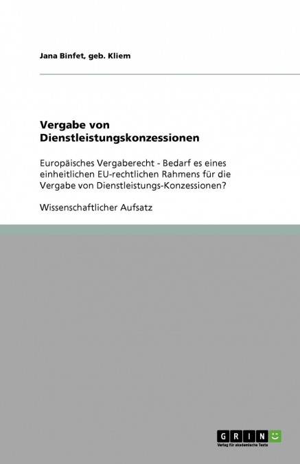 Vergabe von Dienstleistungskonzessionen