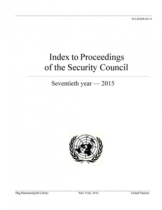 Index to Proceedings of the Security Council