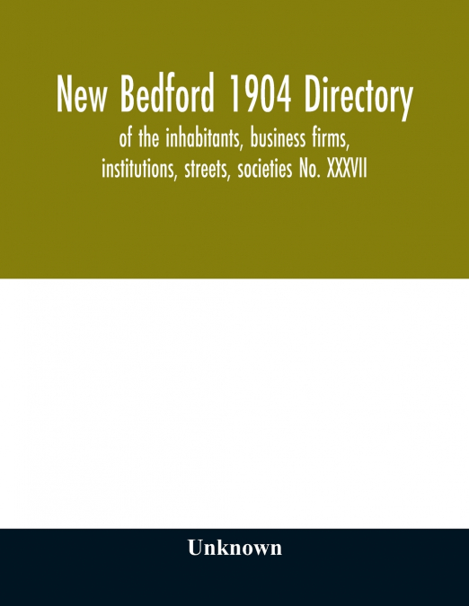 New Bedford 1904 directory