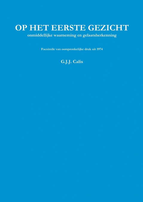 Op het eerste gezicht Facsimile ISBN