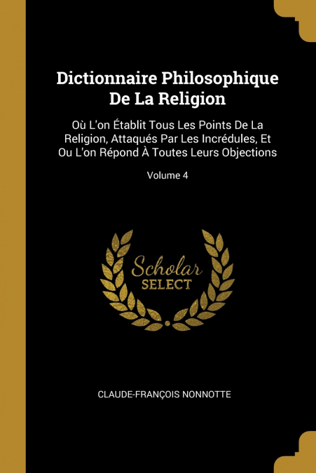 Dictionnaire Philosophique De La Religion