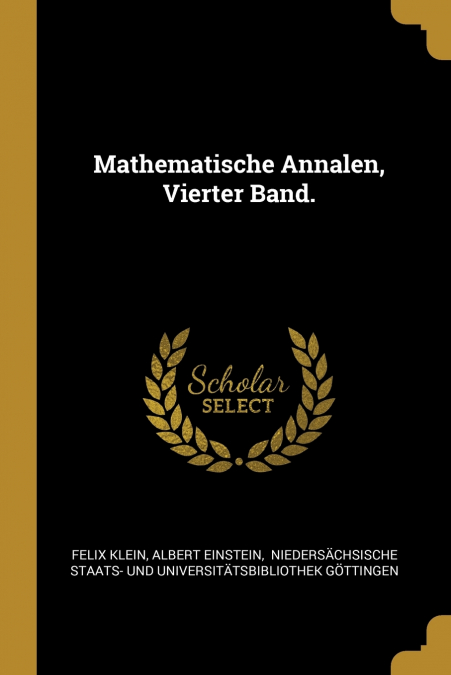 Mathematische Annalen, Vierter Band.
