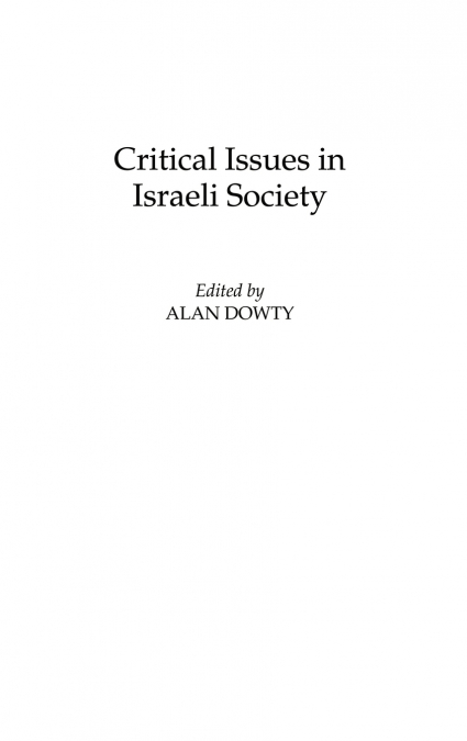 Critical Issues in Israeli Society