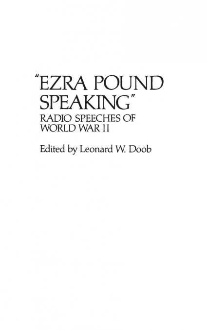 Ezra Pound Speaking