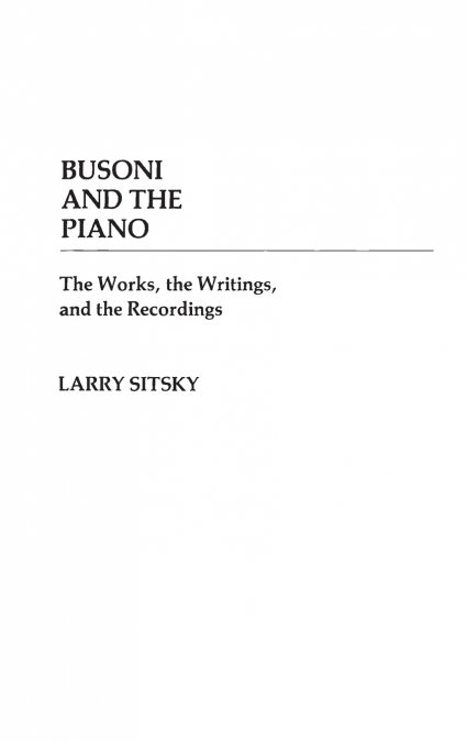 Busoni and the Piano