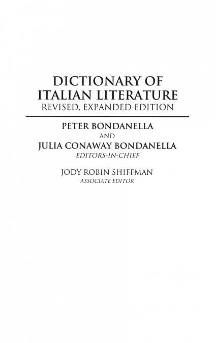 Dictionary of Italian Literature
