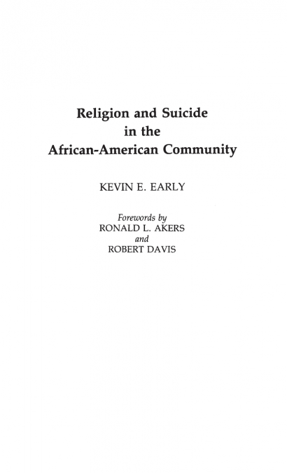 Religion and Suicide in the African-American Community