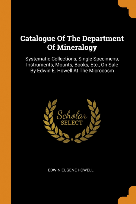 Catalogue Of The Department Of Mineralogy