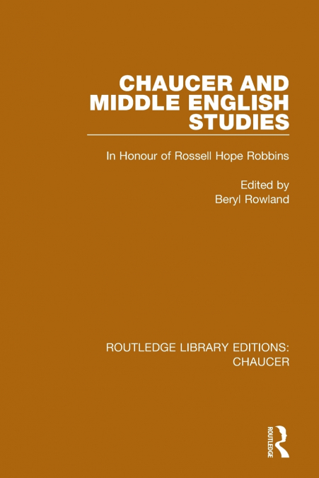 Chaucer and Middle English Studies