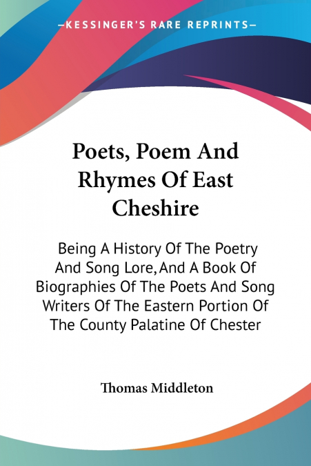 Poets, Poem And Rhymes Of East Cheshire