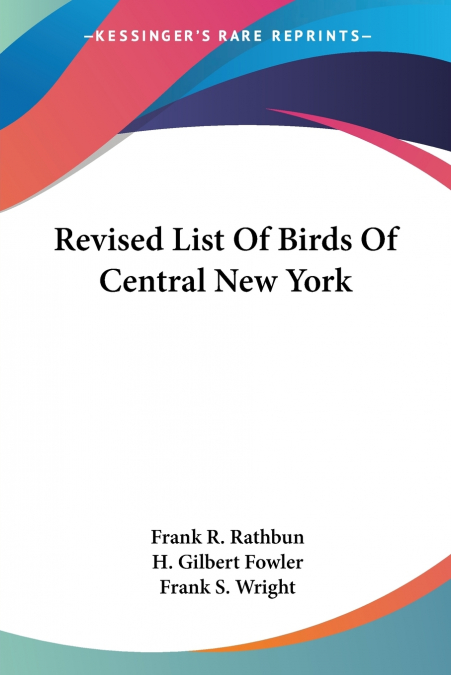 Revised List Of Birds Of Central New York