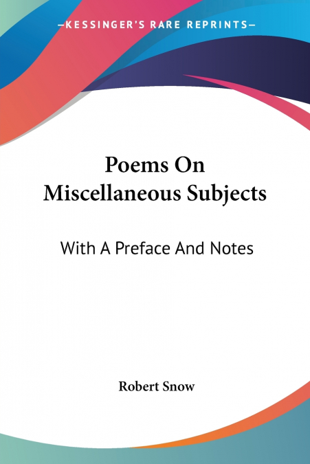 Poems On Miscellaneous Subjects