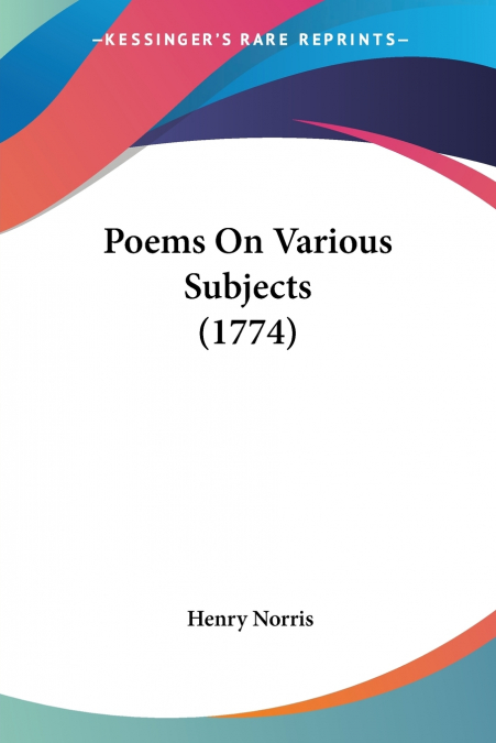 Poems On Various Subjects (1774)