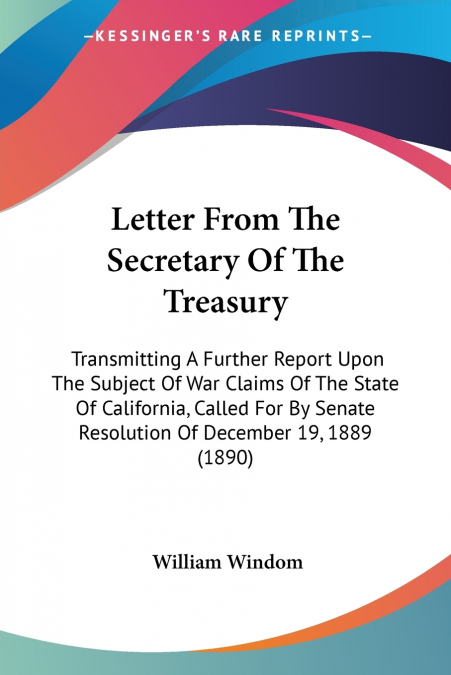 Letter From The Secretary Of The Treasury