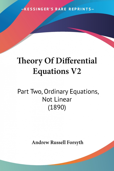 Theory Of Differential Equations V2