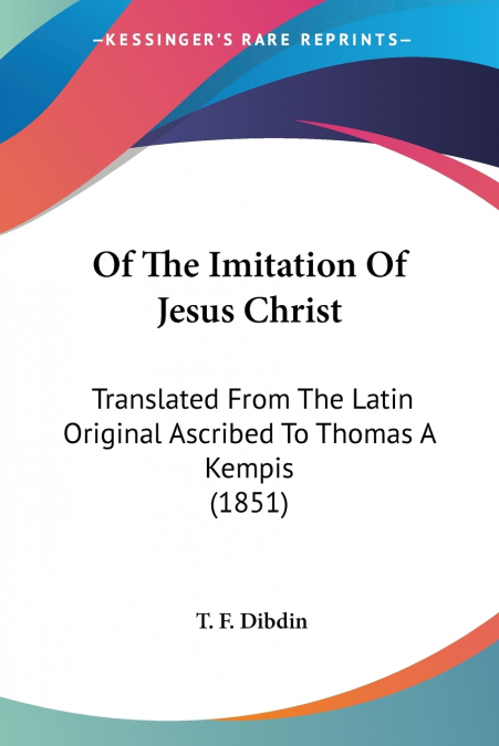 Of The Imitation Of Jesus Christ