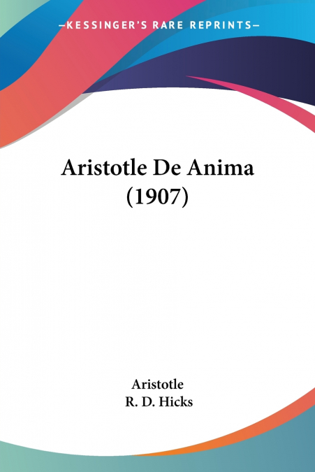 Aristotle De Anima (1907)
