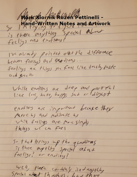 Mark Xiornik Rozen Pettinelli - Hand-Written Notes and Artwork