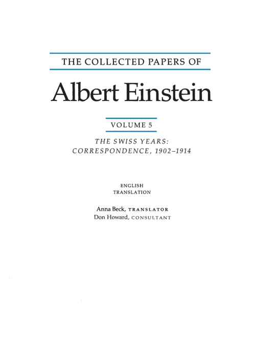 The Collected Papers of Albert Einstein, Volume 5 (English)