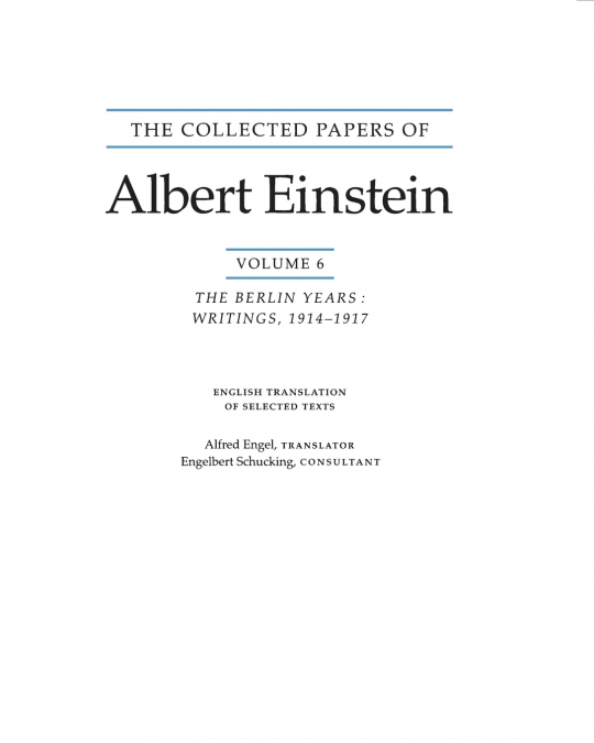 The Collected Papers of Albert Einstein, Volume 6 (English)