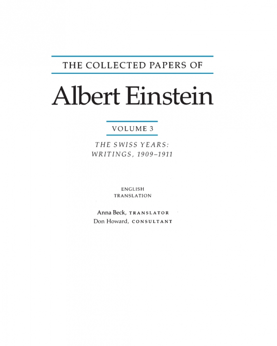 The Collected Papers of Albert Einstein, Volume 3 (English)