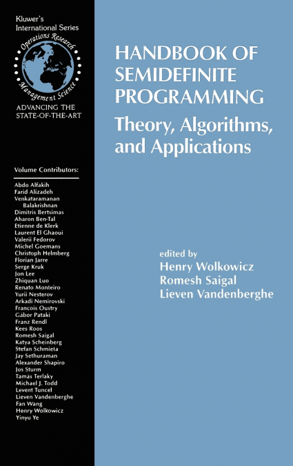 Handbook of Semidefinite Programming