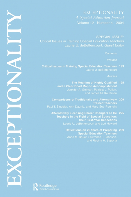 Critical Issues in Training Special Education Teachers