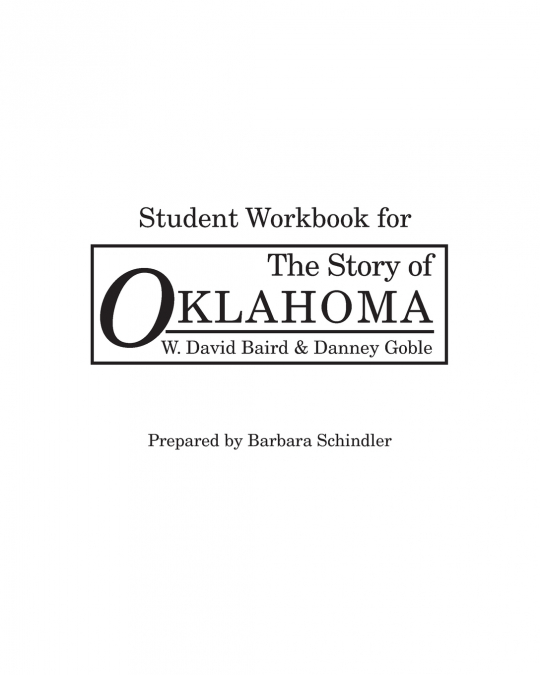 Student Workbook for the Story of Oklahoma