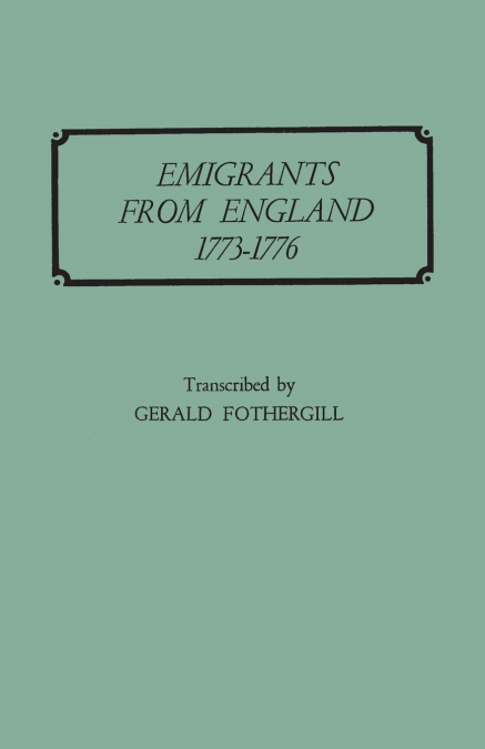 Emigrants from England, 1773-1776